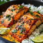 One-Pan Coconut Curry Salmon with Garlic Butter