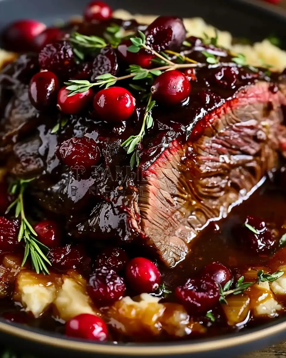 Slow-Braised Beef Roast with Cranberry Balsamic Glaze Delight