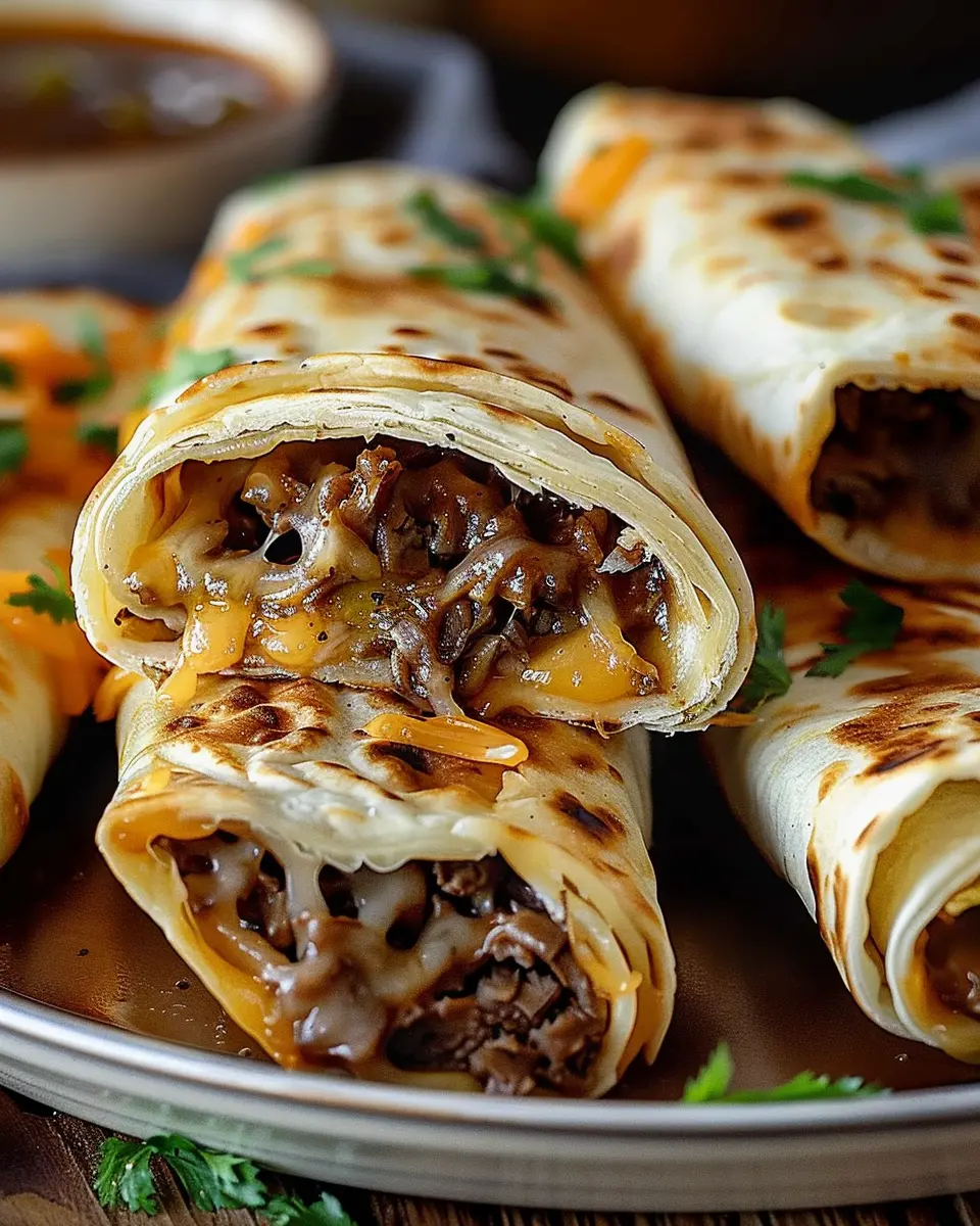 French Dip Tortilla Roll Ups: Easy Recipe with Turkey Bacon and Beef