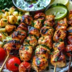 Mediterranean Chicken Skewers with Mezze Tray
