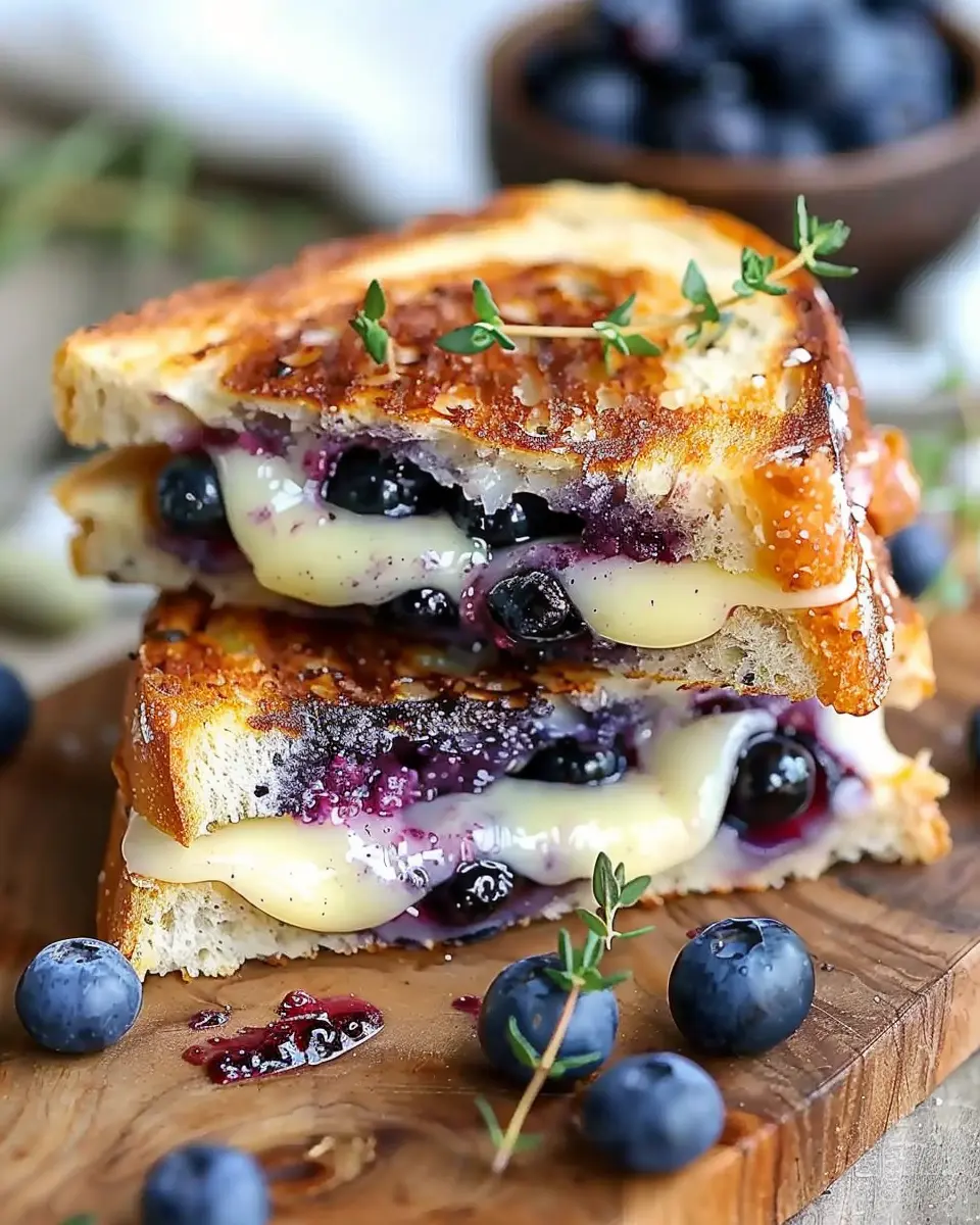 Crispy Blueberry Grilled Cheese with Turkey Bacon Delight