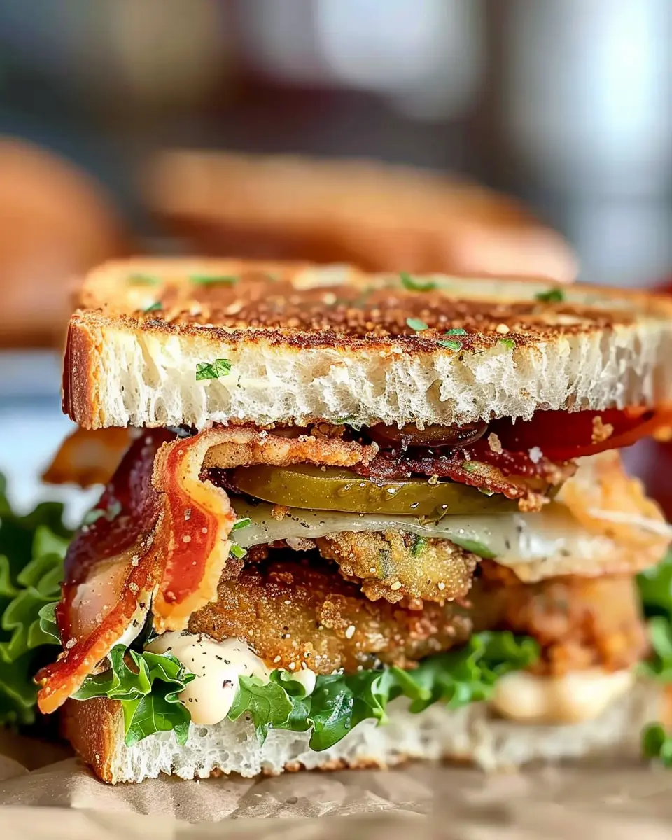 Crunchy Fried Green Tomato BLT Sandwich with Turkey Bacon Treat