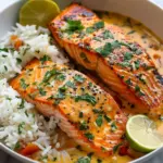 One-Pan Coconut Curry Salmon with Garlic Butter