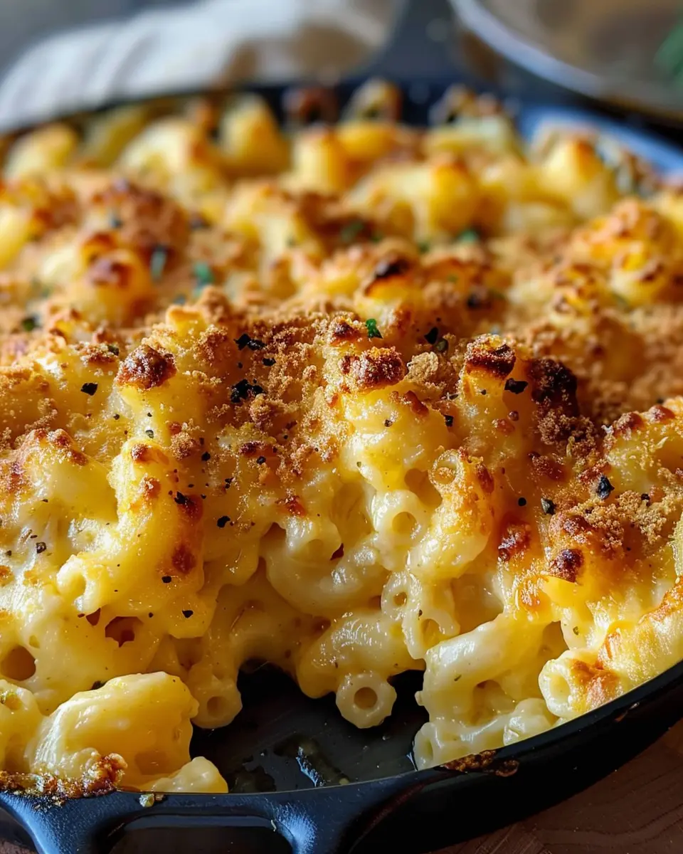 Classic Baked Mac & Cheese: Indulgent Comfort Food with Turkey Bacon and Chicken Ham