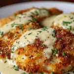 Parmesan Crusted Chicken with Creamy Garlic Sauce